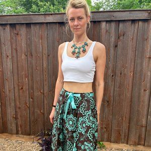 Floral mid-length summer skirt